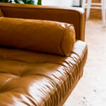 a polished genuine leather couch