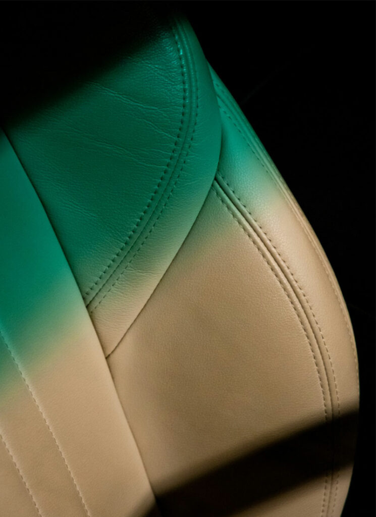 genuine leather car seat on a leather color change process